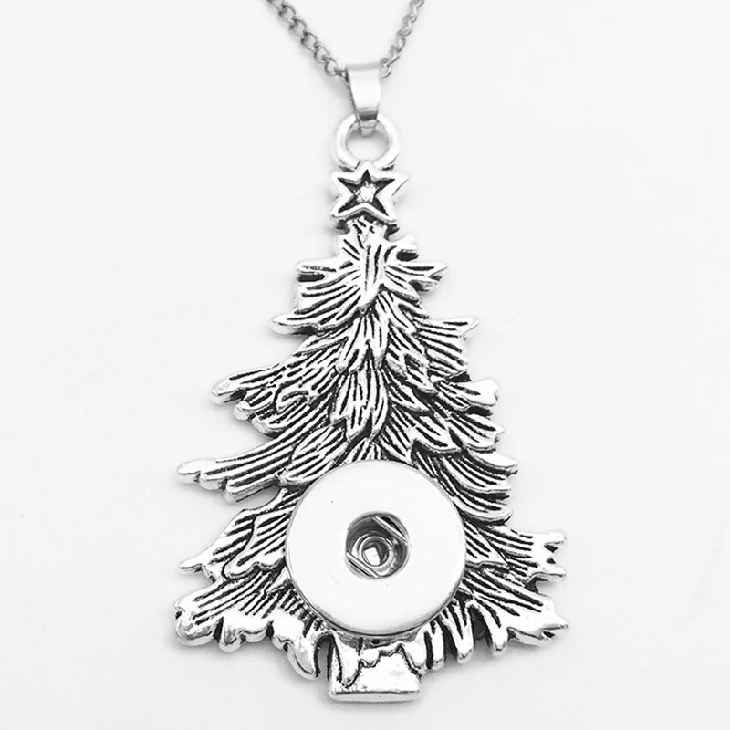 

NK972 wholesale Christmas tree 18mm snap button necklaces & pendants DIY Jewelry