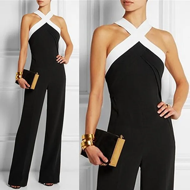 US $14.24 Long Women Jumpsuits 2020 Summer Plus Size Pants Sexy Halter Neck Off Shoulder Sleeveless Rompers C