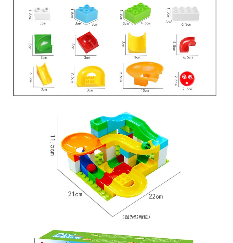 Dolle Knikkerbaan Duplo строительный блок совместимый счастливый высокий шар сто изменения слайд Строительный Блок Детские игрушки мраморный путь