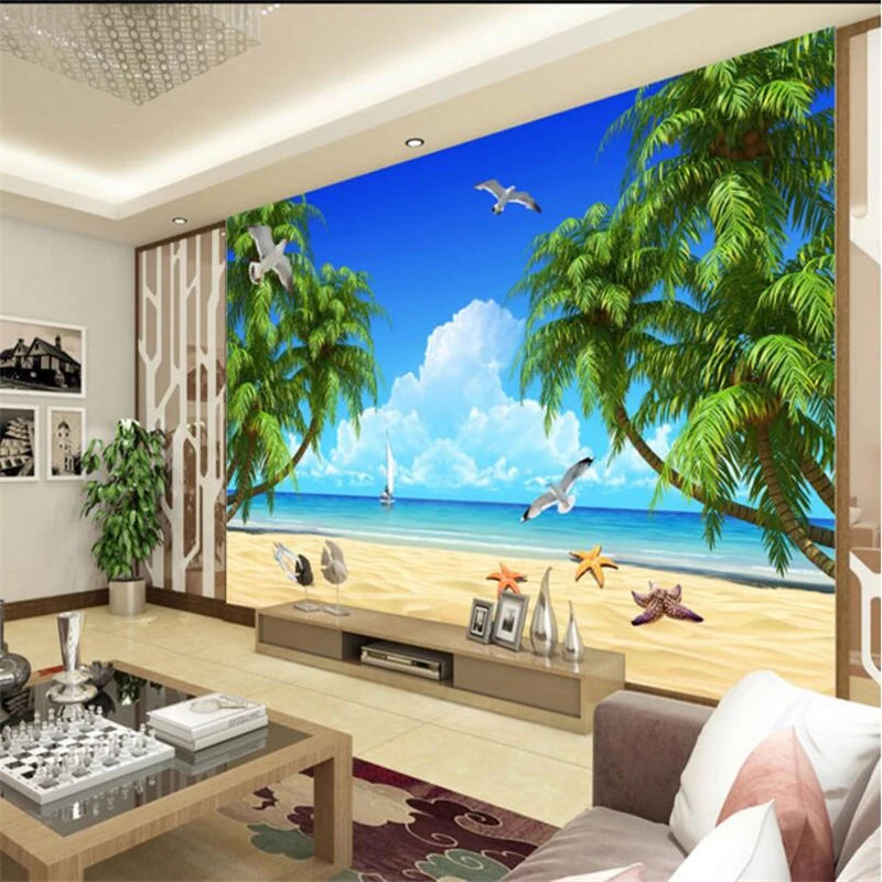 Обои на заказ wellyu papel 3d пляжные кокосовые обои для гостиной|custom wallpaper|wallpapers for living