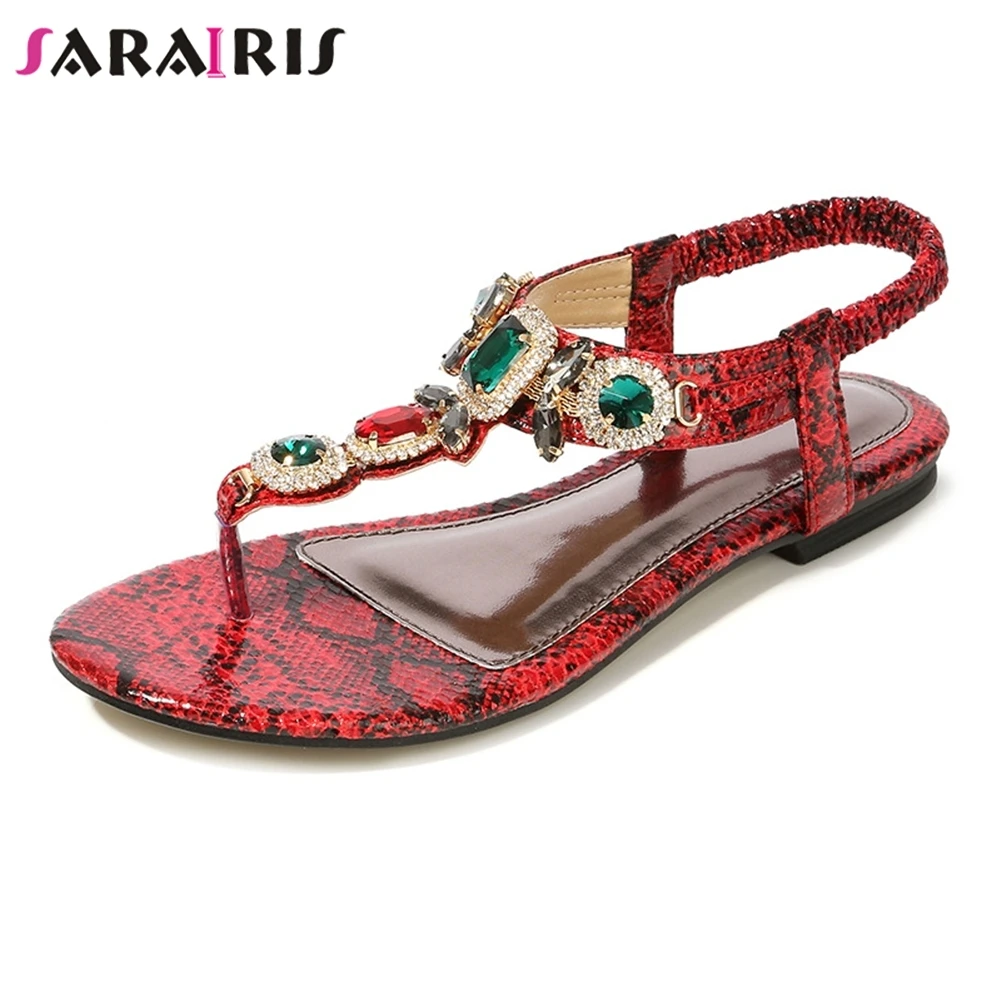 

SARAIRIS New Fashion Big Size 35-45 INS Hot Bohemia Style Crystal Ladies Women Shoes Woman Casual Party Summer Sandals 2019