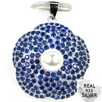 

Guaranteed Real 925 Solid Sterling Silver 4.4g Deluxe Flower Shape Tanzanite White Pearl Pendant 30x23mm