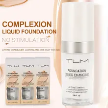 TLM, меняющий цвет, теплый тон кожи, основа для макияжа, увлажняющий жидкий консилер для женщин