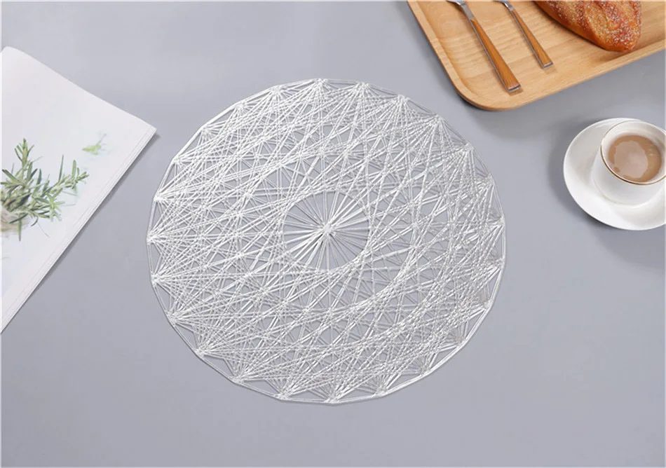 Creative Placemat For Dining Table PVC Hollow Heat-insulated Mats Rose Gold Waterproof Non-slip Coaster Pads Kitchen Appliance