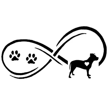 

17.7*8.9CM Pitbull Dog Eternity Paw Print window Stickers Cartoon Vinyl Decal Styling Accessories