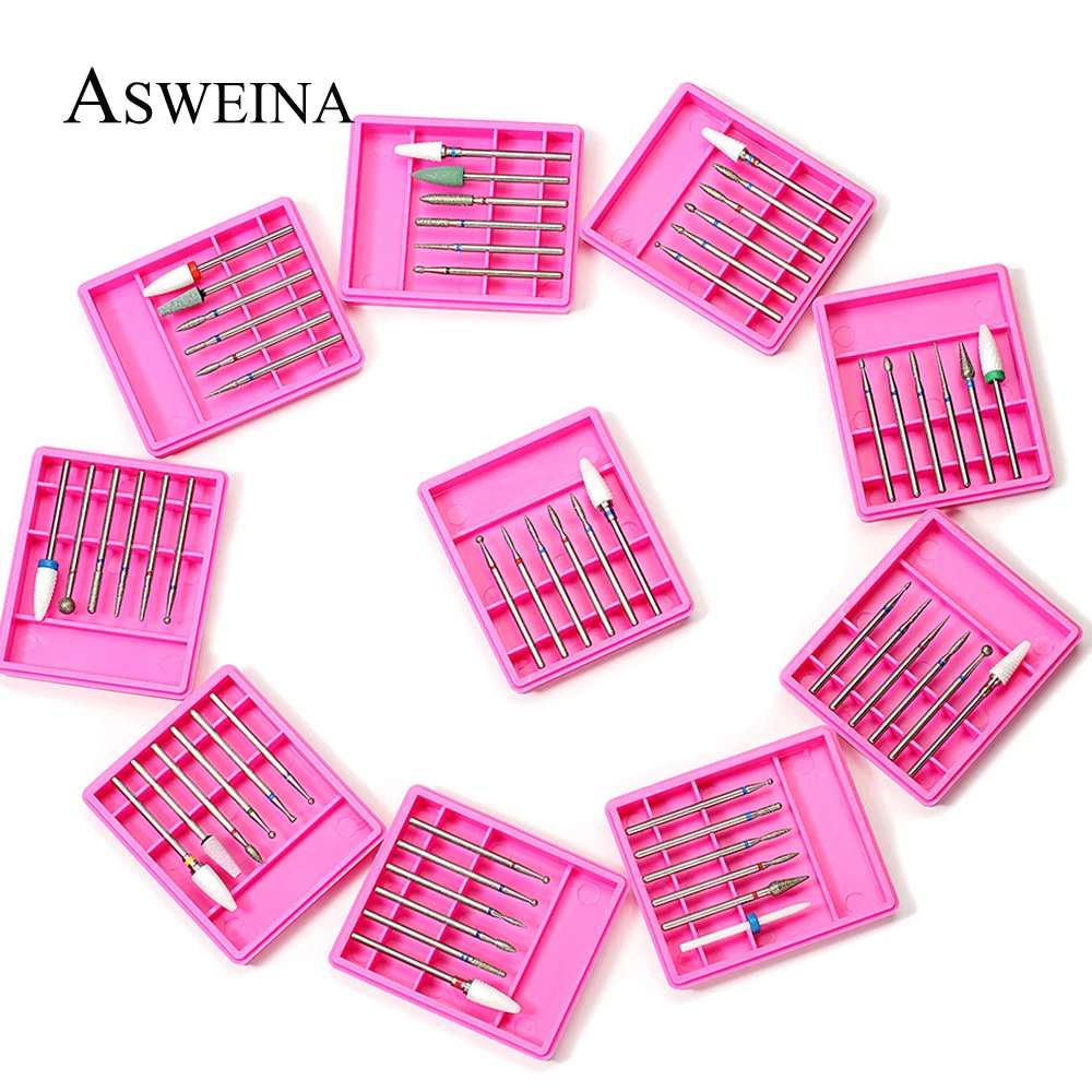 

6pcs Eletric Nail Drill Set Rotary Diamond Ceramic Corundum Milling Cutter Manicure Machine Bits Cuticle Remover Tools Accessory