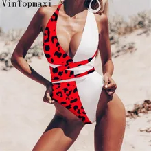 Хит цвет леопардовый бикини Mujer женский перекрестный бандаж обернутый боди высокий купальник Бразильский с открытой спиной цельный купальник