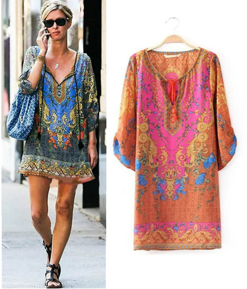 V neck shift dresses with sleeves dress