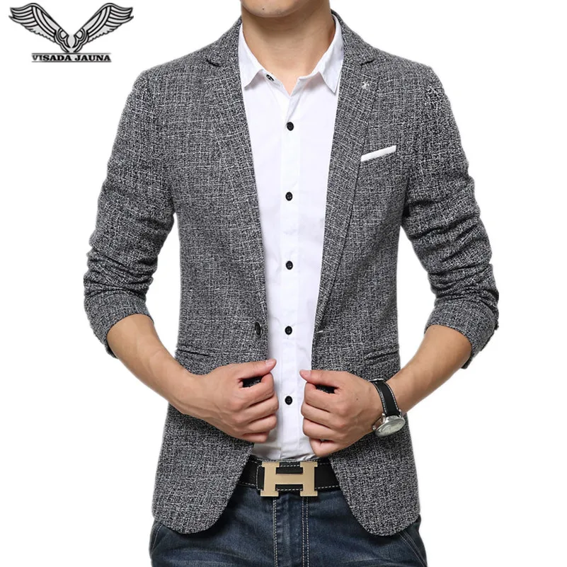 

VISADA JAUNA 2017 Autumn New Slim Fit Men Suit Fashion Jacket Suit Casual Coat Men Formal Jacket Plus Size 4XL Suit Men N6603