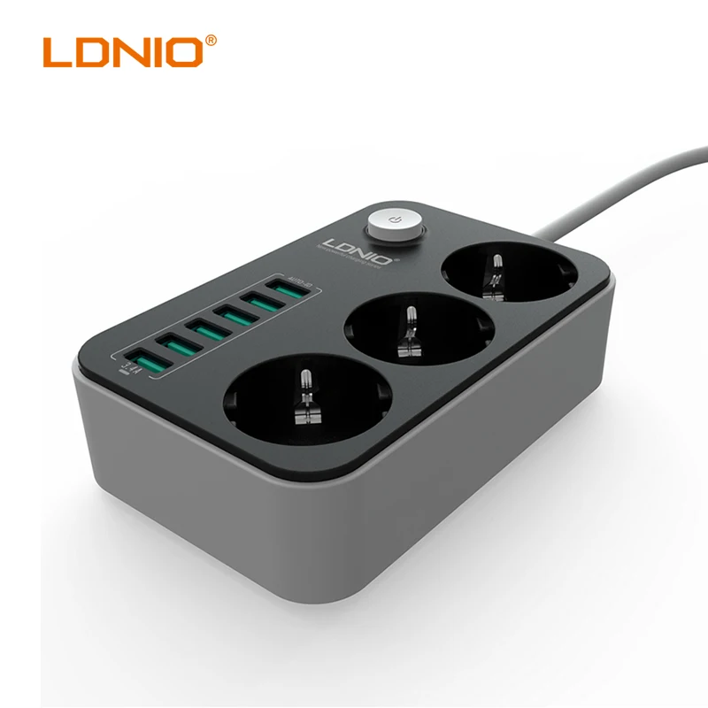LDNIO SE3631 3 розетки ЕС AC розетка удлинителя 6 портов Usb (разъем) настольный Мощность