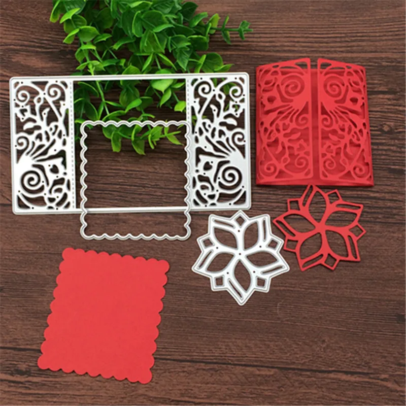 

3pcs Flower flower Rectsangle Frame Metal Cutting Dies Stencil Scrapbooking Photo Album Card Paper Embossing Craft DIY