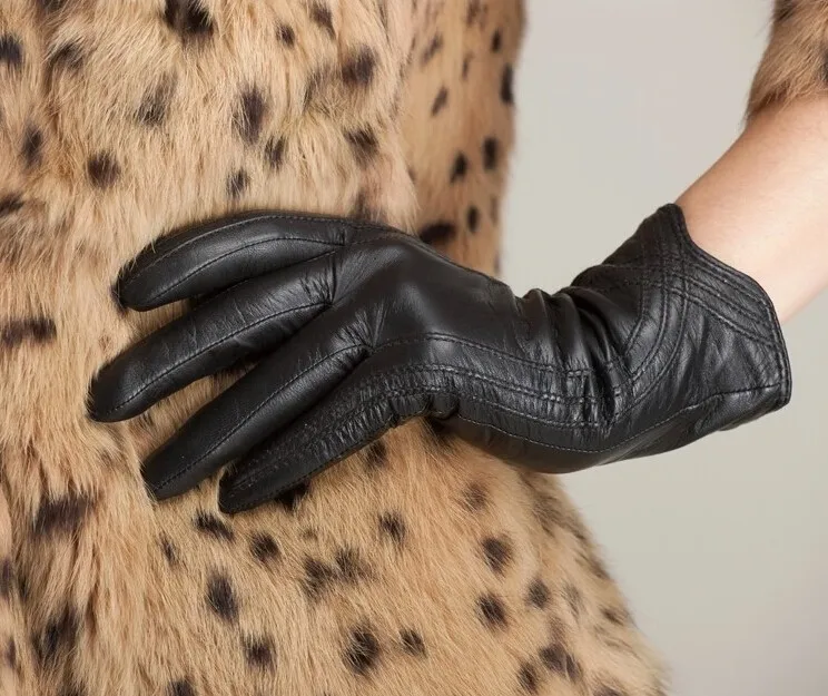 Горячая Распродажа женские кожаные перчатки наручные перчатки из натуральной кожи перчатки из овчины Модные кожаные перчатки KU-036