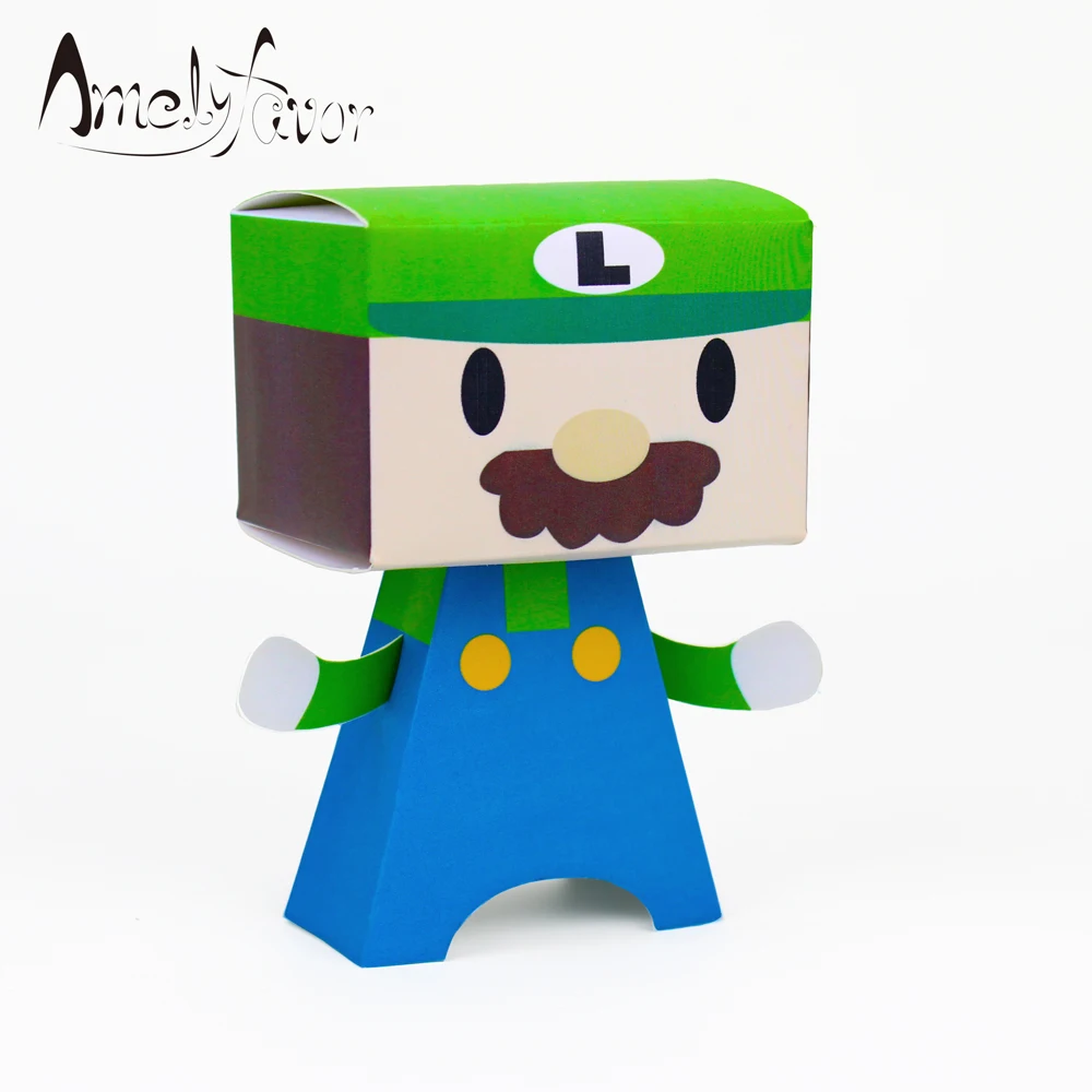 Mario Bros пользу коробки Luigi коробка конфет мальчик Подарки для гостей Подарочная коробка дети День рождения поставки украшение событий большой головы