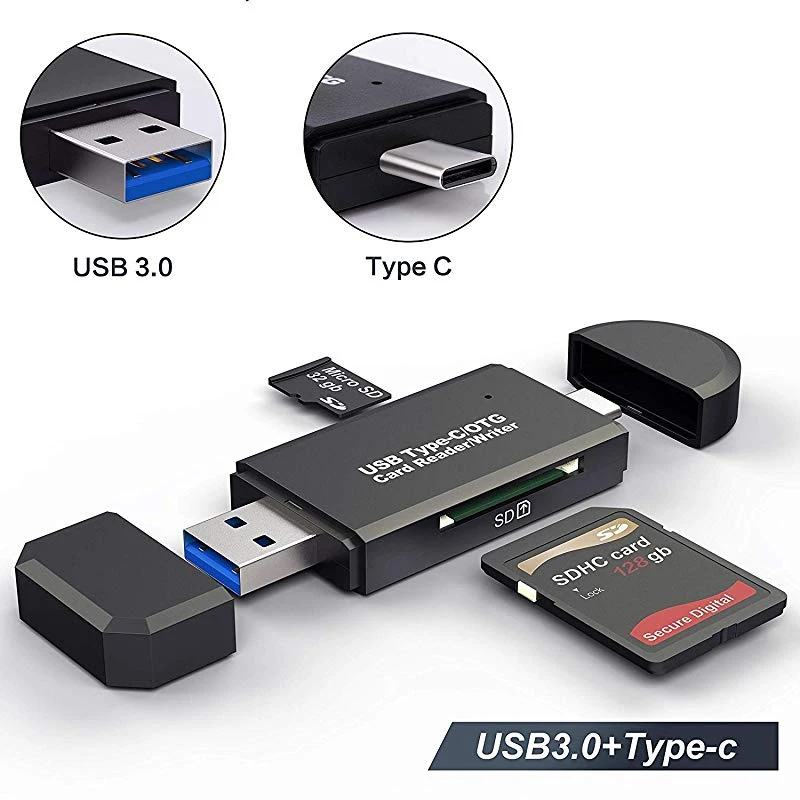 Устройство для считывания карт SD USB 3,0 устройство для считывания карт USB C 3,0/2,0 TF/Mirco SD устройство для считывания смарт-карт памяти Тип C OTG флэш-накопитель кардридер адаптер - Цвет: USB3.0.TypeC