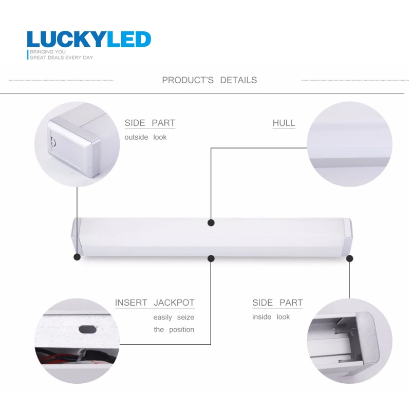 LUCKYLED светодиодный зеркальный светильник 7 Вт 450 мм, водонепроницаемый светильник для ванной комнаты, энергосберегающий настенный светильник, светильник ing AC85-265V из алюминия+ поликарбоната