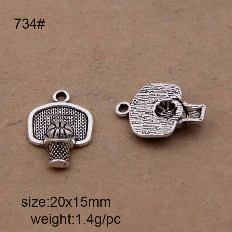

50pcs 20x15mm Tibetan Silver Plated Basketball Hoop Charms Pendants For DIY Bracelet Necklace Jewelry Making