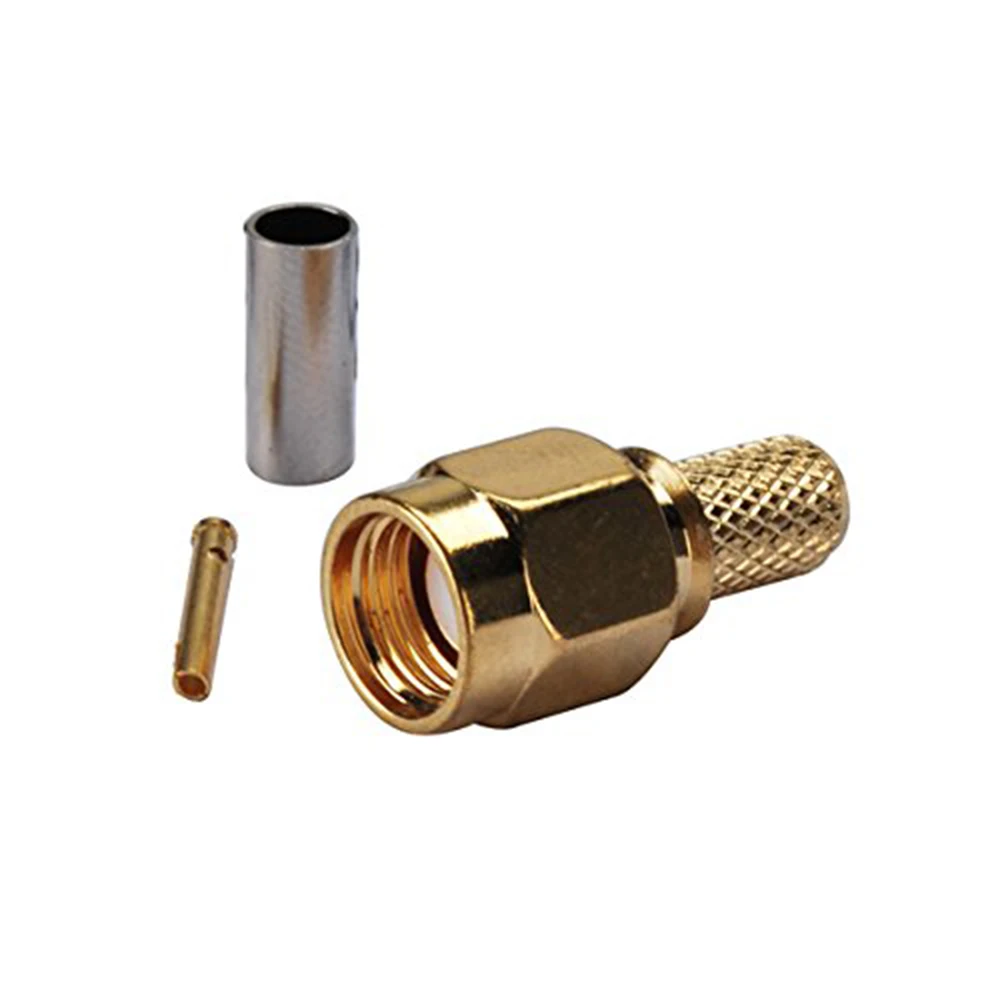 

ALLiSHOP 5Pcs RP SMA Male Plug Goldplated Connector Crimp for RG58 RG142 RG400 LMR195 RF Coaxial Connector Adapter