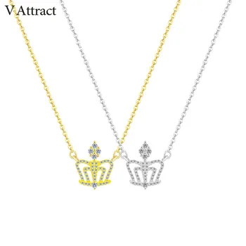 

V Attract 10pcs CZ King Crown Necklace Chocker Jewelry Stainless Steel Chain Bijoux Femme Simple Flower Collana Birthday Gift