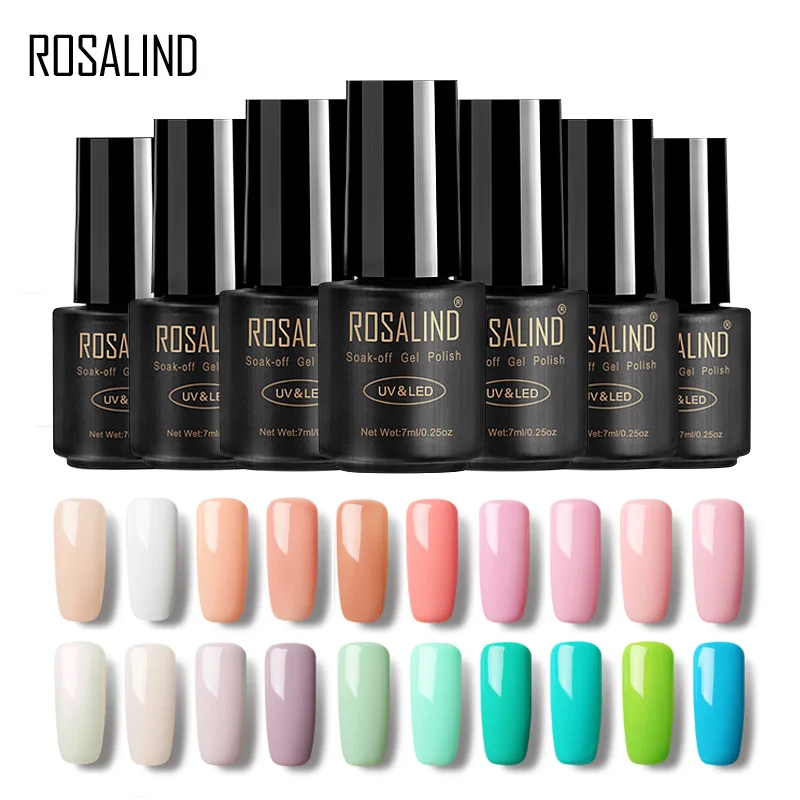 

ROSALIND Gel 1 Gel Lacquer Nail Polish Pure Color 7ml 31-58 Soak Off UV LED Manicure nails vernis Semi Permanent Gel Nail Polish
