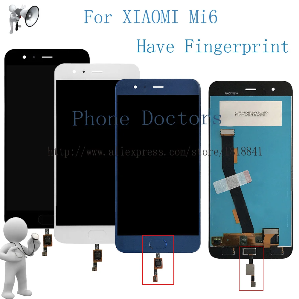 

5.15" NEW For Xiaomi Mi 6 Full LCD DIsplay + Touch Screen Digitizer Assembly For Xiaomi Mi6 Mi 6 MCE16 LCD Replacement Parts