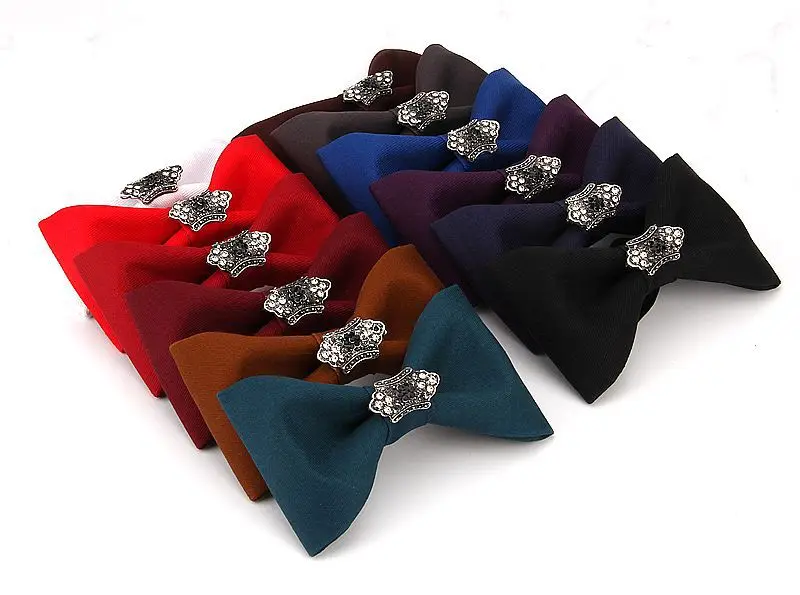Модные мужские и женские бриллианты драгоценные камни Свадьба Банкет хлопок сплошной цвет галстук бабочка индивидуальный тренд