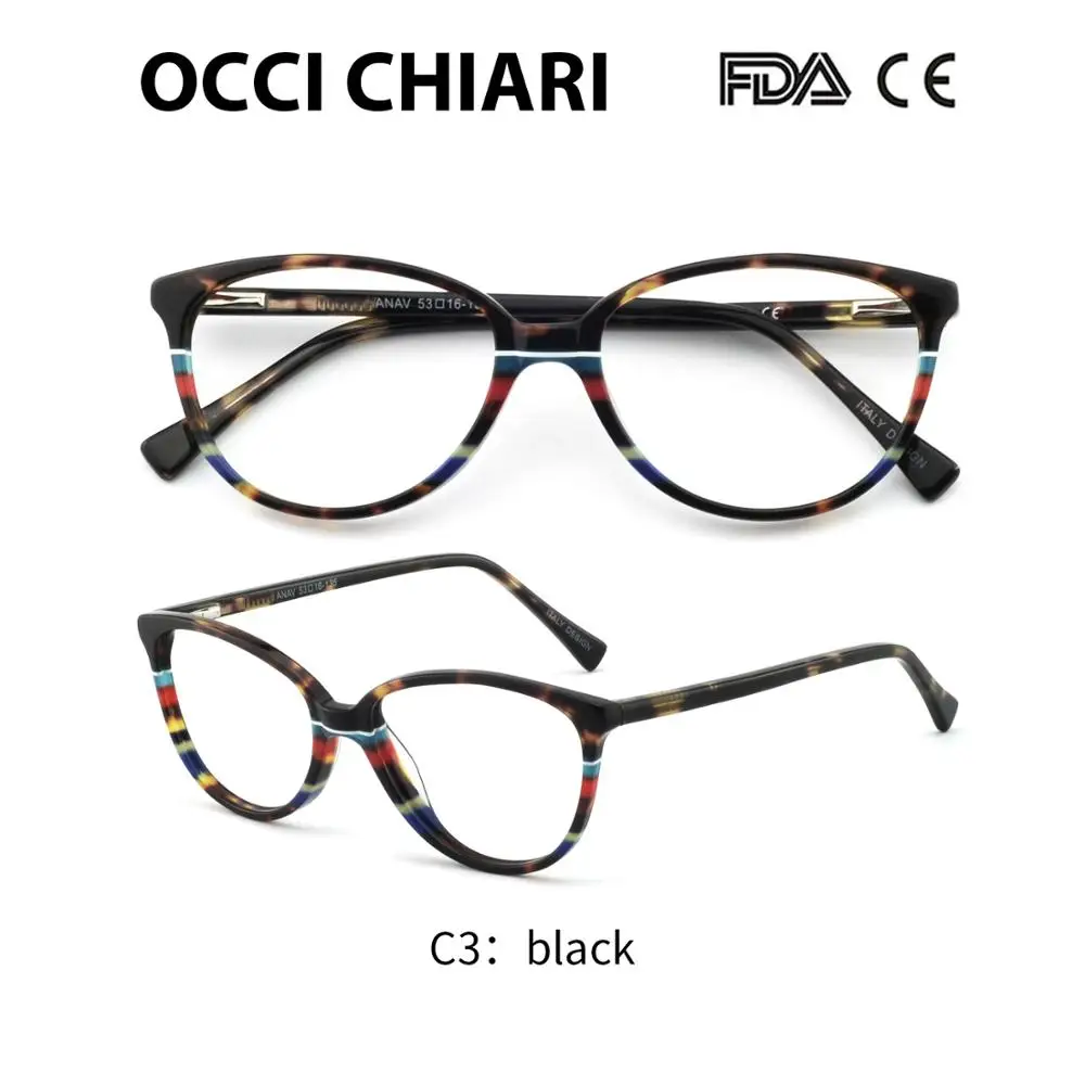 C3 black OCCI CHIARI итальянская дизайнерская оптическая оправа, высокое качество, очки, очки ручной работы, темно-синяя оправа, оправы для очков, NAGAR - Цвет оправы: C3 black