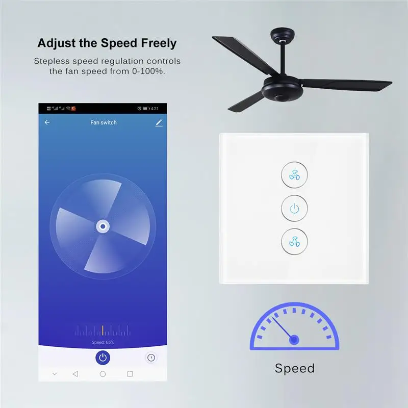 Wi-Fi переключатель дистанционного управления Smart переключатель потолочного вентилятора приложение пульт дистанционного управления совместим с Alexa и Google Home не требуется концентратор