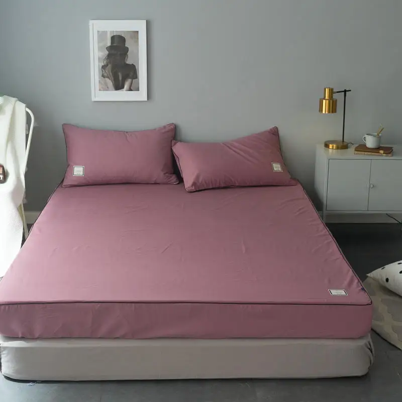

1Pcs Fitted Sheet Solid Color cotton Bed Sheets With Elastic Band Double Queen Size 120*200/180*200cm Mattress Cover