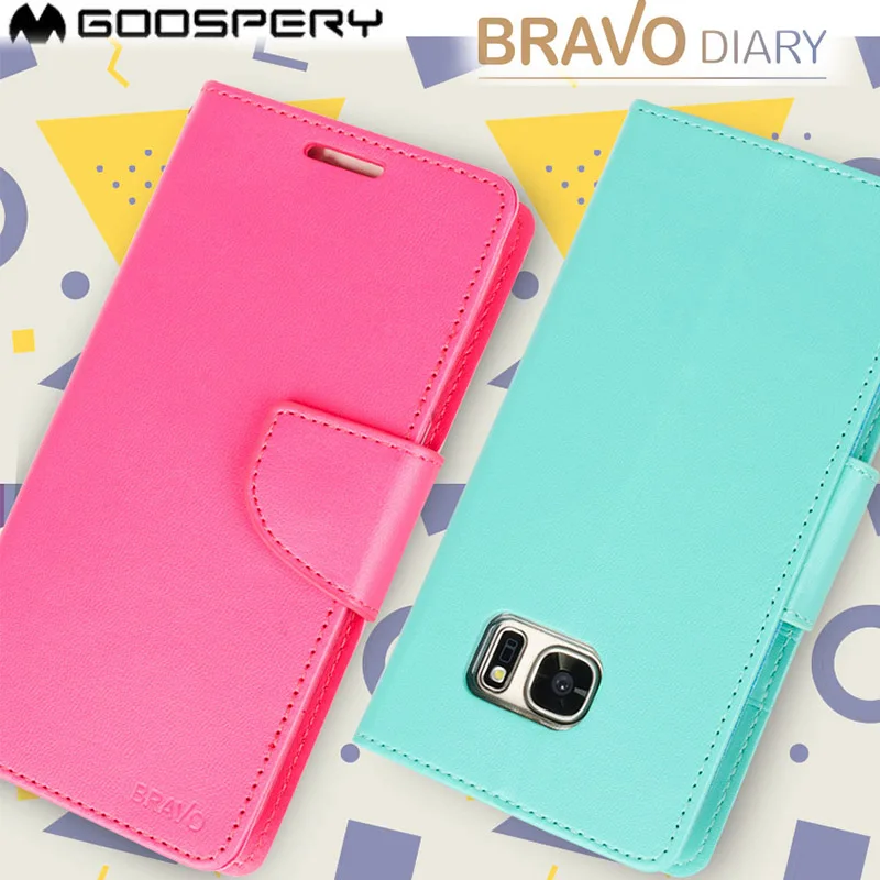 

Mercury Goospery Bravo Diary Wallet Leather stand Case For Samsung Galaxy S4 S5 S6 S7 Edge S8 PLUS Note 4 5 8