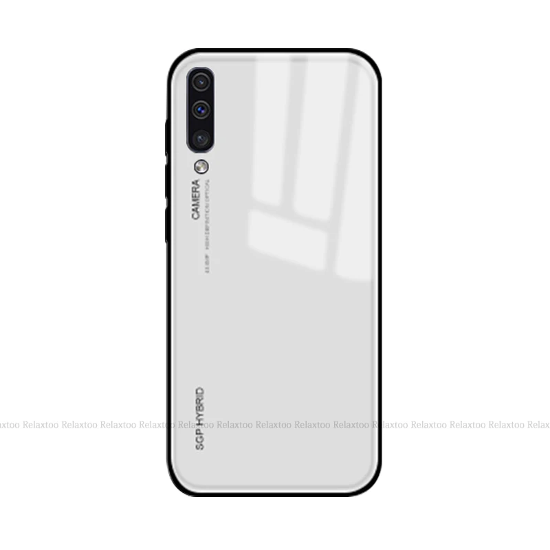 Градиентный телефонный чехол для samsung A50 стекло A505F Coque задняя крышка Мягкий край на samsung Galaxy M30 M20 M10 A10 A30 чехол s - Цвет: Pure White