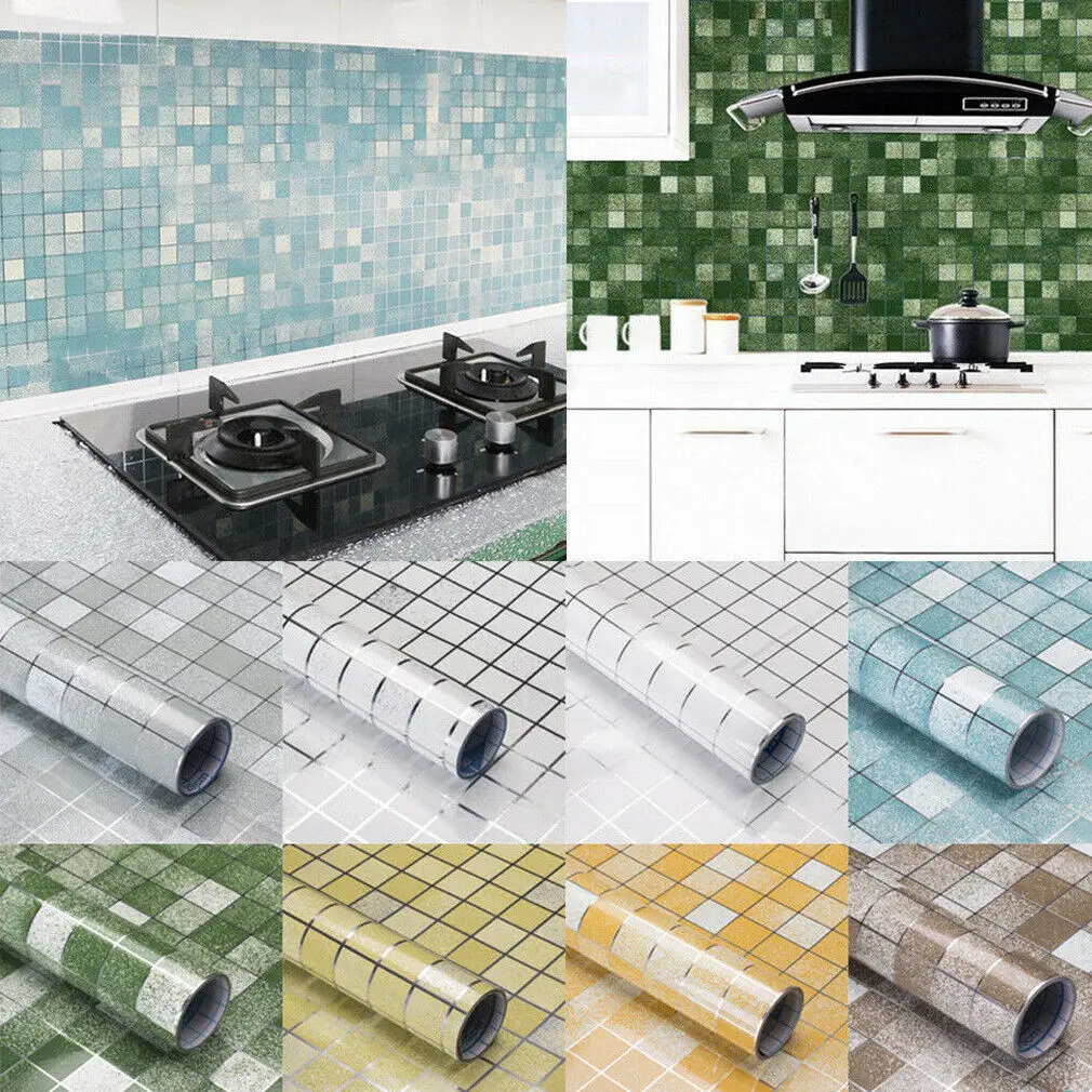 

2019 Newest Hot Removable Kitchen Oil-Proof Mural Art Vinyl Plaid Wall Stickers Home Room Decal Decor