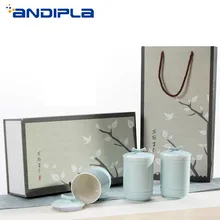 Краткое керамическое чайный набор кунг-фу контейнеры для чая Подарочная коробка контейнеры для чая кофейные банки для хранения в форме тыквы банка для хранения кухонное для специй Герметичная канистра домашний декор