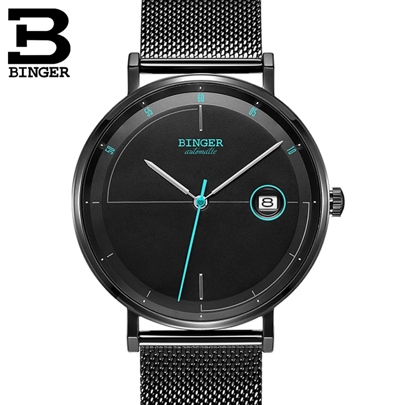 Швейцарские мужские часы BINGER роскошные японского бренда SEIKO автоматические
