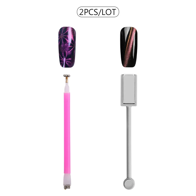 2PCS SET 06 Ellwings сильная Магнитная Наклейка для ногтей набор кошачий глаз эффект магнит для УФ-живописи лак для ногтей инструменты для ручек - Цвет: 2PCS SET 06