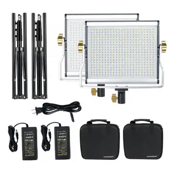 

W480 2 Pack Dimmable 480 LED cold/warm light Beads Video Light 3200-5600K Bi-color CRI95+ with Folding Stand High Color Render