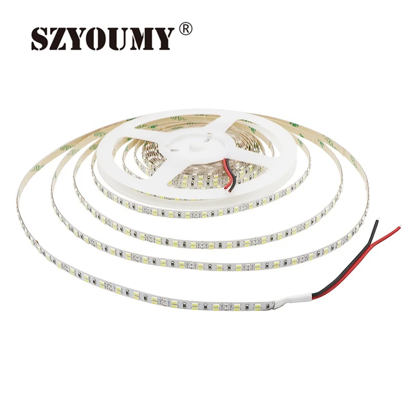 Szyoumy 100 м/лот-водоустойчивая гибкая двухрядные 3014 SMD 216 светодиодов/M 5 мм PCB ширина LED Клейкие ленты свет 5 м/катушка