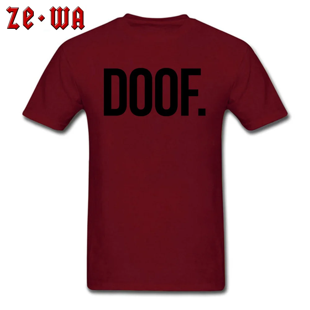 O-Neck Black Doof Pure Cotton Men Tshirts Normal Short Sleeve Tops & Tees New Arrival Funny Sweatshirts Free Shipping Black Doof maroon