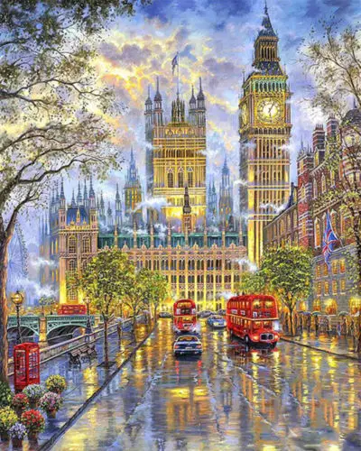 

New London Street 5D Diamond Painting Embroidery DIY Paint-By-Number Kit Modern Home Wall Decor