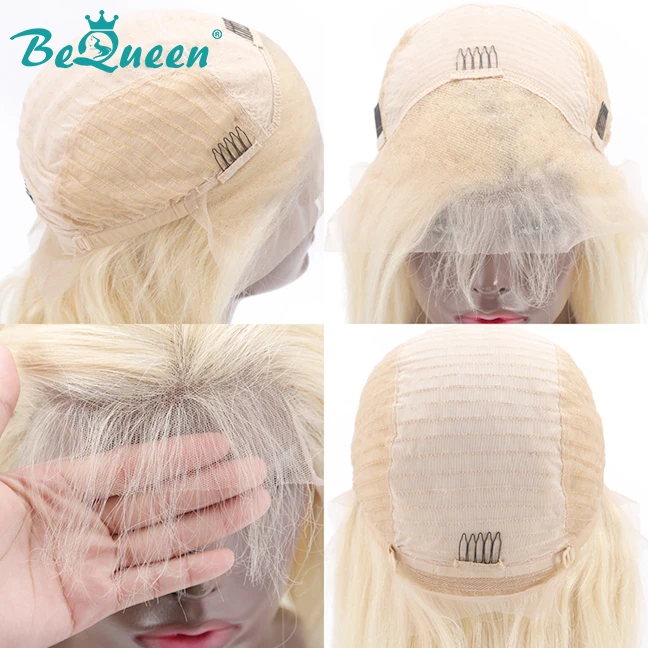 BeQueen волосы 13*6 парики кружева фронта человеческих волос парики 613# цвет блонд короткие человеческие волосы парики волнистые бразильские волосы