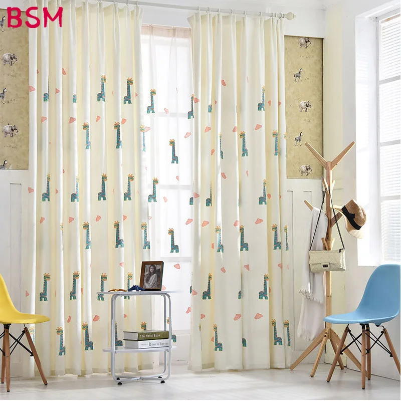 

Linen Kids Curtains For Living Room Bedroom Deer Embroider Curtain Window Drape In Children Room Lovely Child Tulle AWB0331