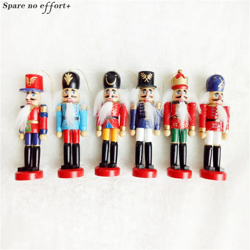 

6pcs/box Christmas Decorations for Tree Wooden Dolls Xmas Decor Supplies Nutcracker Puppet Toys New Year Gift Decoracao De Natal