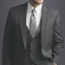 Две кнопки Для мужчин костюмы(куртка+ брюки+ жилет+ галстук) серый Жених лучший Для мужчин Жених Нотч 3 шт таможенные сделал Смокинги свадебный костюм