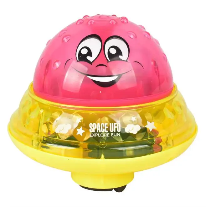 Funny Induction Water Spray Baby Bath Toys Electric Induction Spray Toy for Children Light& Music Rotatable Kids Play Water Toy - Цвет: Розовый