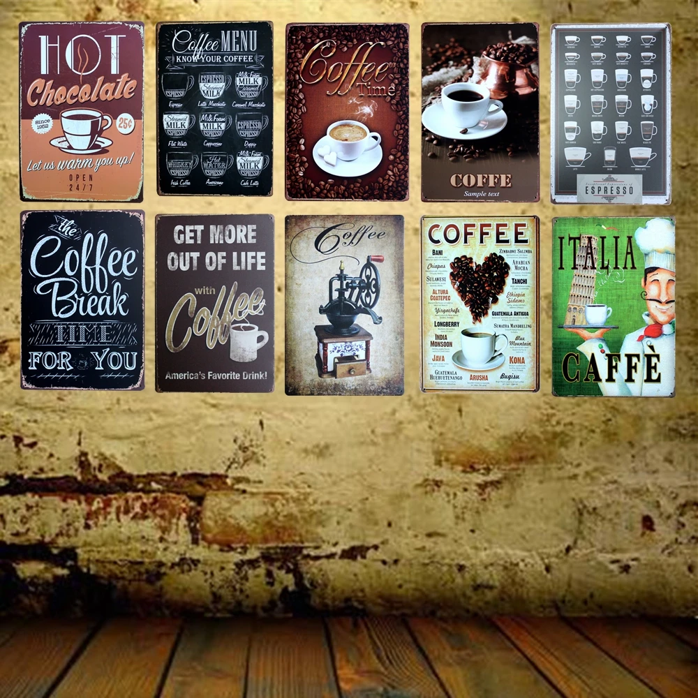 [Mike86] CAFE MENU KNOW YOUR COFFEE оловянный знак старая настенная металлическая живопись