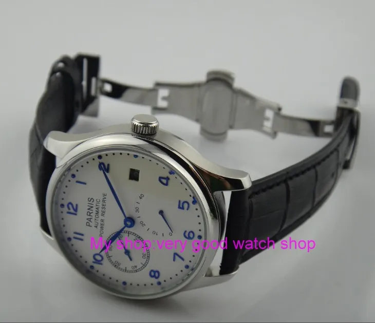 

Butterfly buckle 43mm PARNIS White dial power reserve Automatic Self-Wind Mechanical movement men's watch Mechanical watches f4