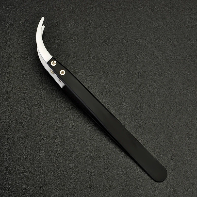 Антистатический керамический Tweezers электронная сигарета промышленный керамический пинцет с изолированным острым прямым изогнутым наконечником - Тип головки пинцета: Big Curved Tip