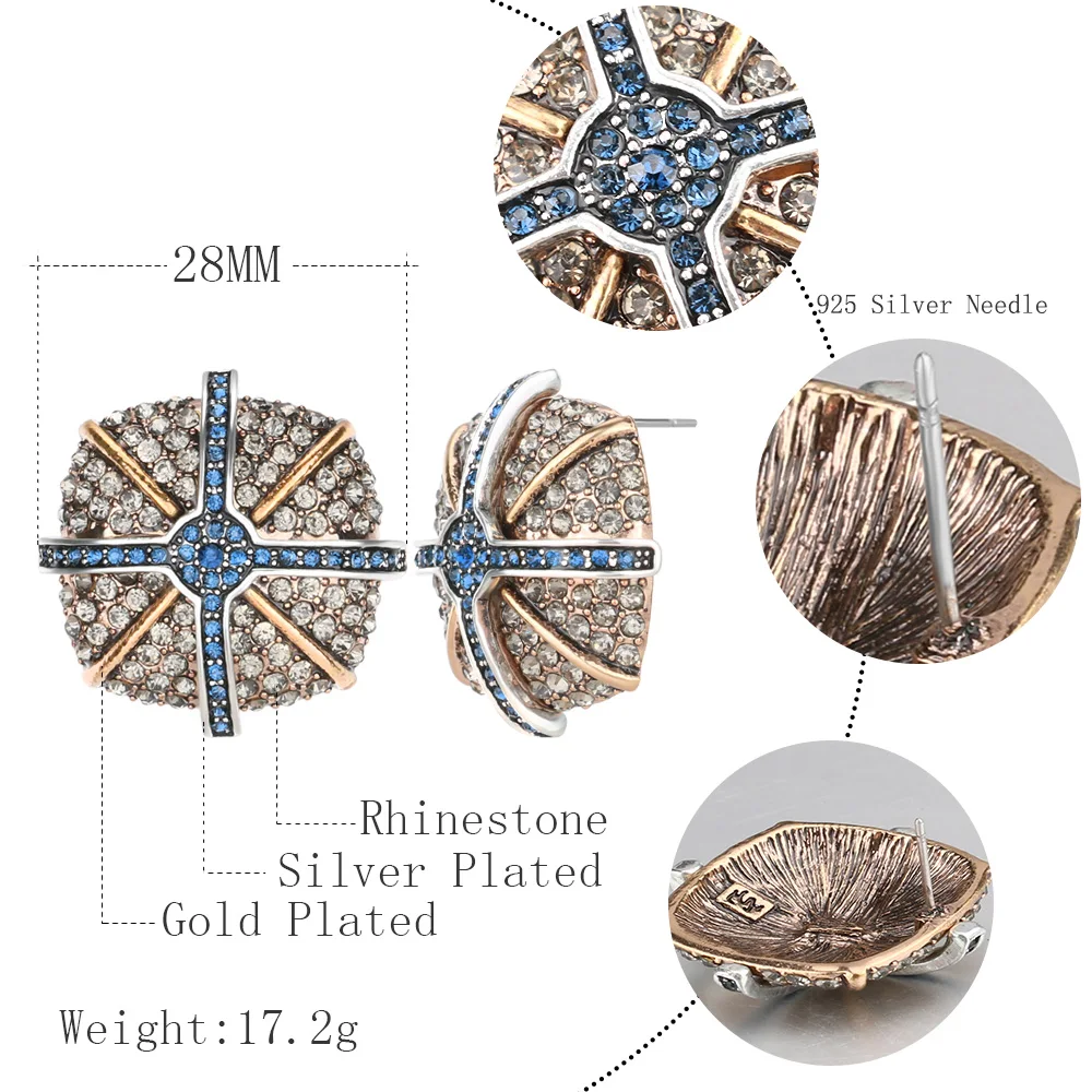 Kinel новые роскошные винтажные стразы, серьги для женщин золотого цвета в античном стиле, модные вечерние ювелирные изделия, серебряные серьги с крестом
