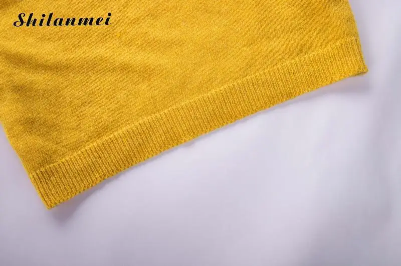 Осенний Женский вязаный свитер с длинным рукавом и v-образным вырезом,, модный однотонный Фиолетовый Желтый Повседневный свободный женский сексуальный свитер, джемпер, Топ