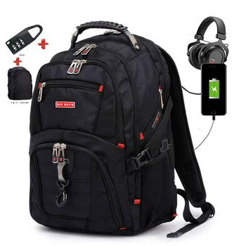 

Brand Swiss Laptop 15.6" Backpack External USB Charge Swiss Computer Backpacks Anti-theft Backpack Waterproof Bags for Men Women