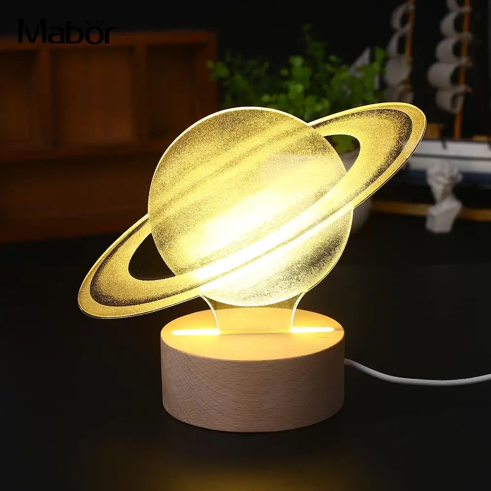 

Decorative 3D Night Light Modeling Lamp Glow Saturn Design LED Light ew Year Party Decoration Decor Ornament Drop Shipping